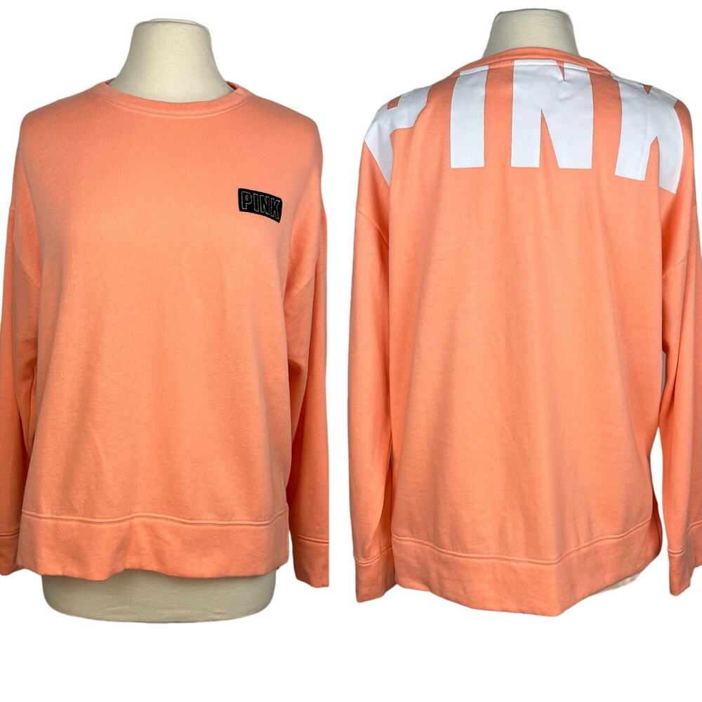 PINK | Peach Relaxed Fit Cotton Blend Comfy Sweatshirt | Women's Small